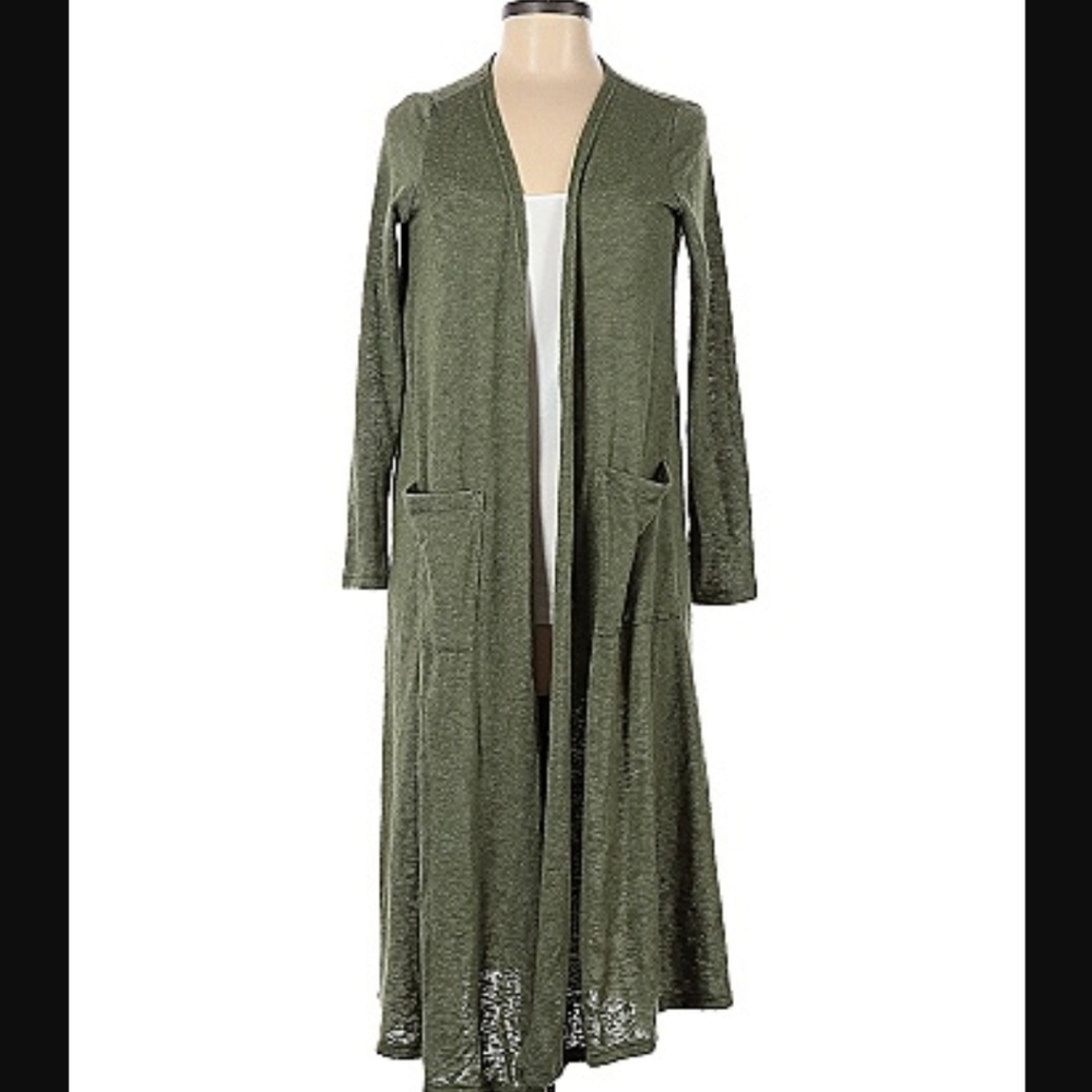 Long green cardigan